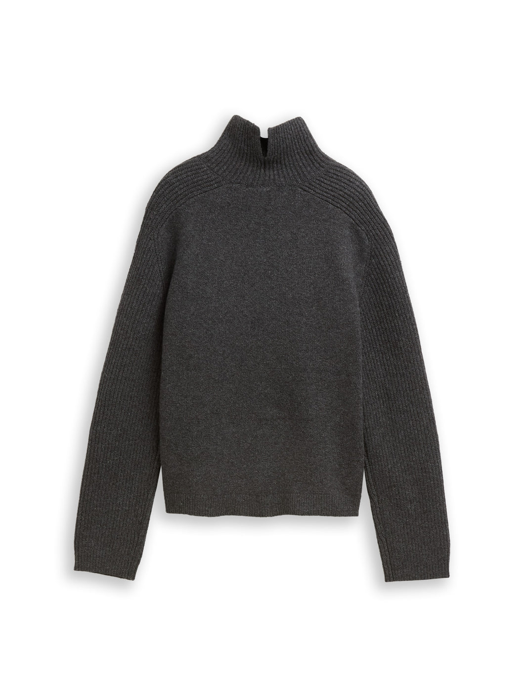 TOM TAILOR DENIM KNIT MOCK-NECK WITH SADDLE SHOULDER shale grey melange