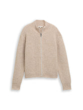 Afbeelding in Gallery-weergave laden, TOM TAILOR DENIM KNIT HAIRY ZIP CARDIGAN cosy beige melange

