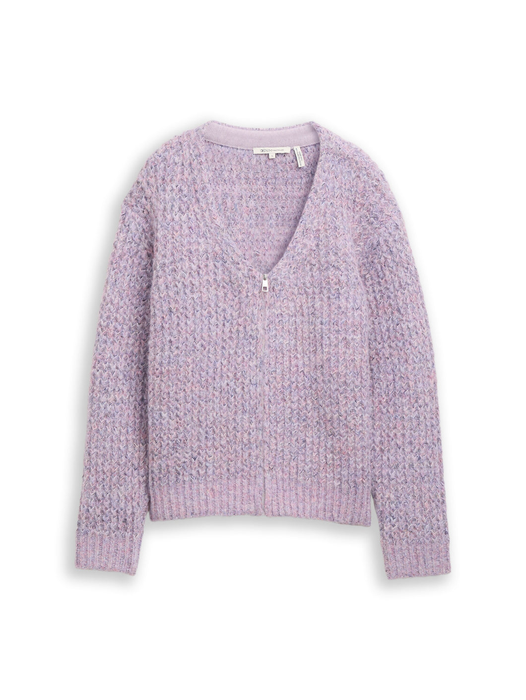 TOM TAILOR DENIM KNIT ZIP CARDIGAN lilac multicolor melange