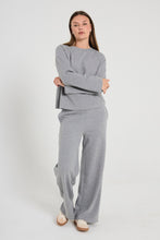 Afbeelding in Gallery-weergave laden, FREEQUENT PANTALON EMBER WIDE LEG FULL LENGTH medium grey mel.
