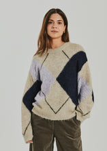 Afbeelding in Gallery-weergave laden, FREEQUENT PULLOVER LULU ARGYLE CHECK oyster grey mel w. iris melange
