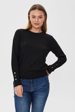 Afbeelding in Gallery-weergave laden, FREEQUENT PULLOVER KATIE PLAIN FLAT GOLD BUTTON black
