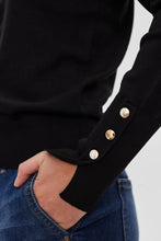 Afbeelding in Gallery-weergave laden, FREEQUENT PULLOVER KATIE PLAIN FLAT GOLD BUTTON black
