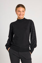 Afbeelding in Gallery-weergave laden, FREEQUENT PULLOVER DOTKA HIGH NECK RHINESTONE SLEEVE black
