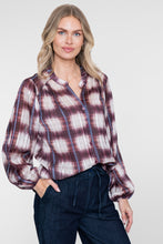 Afbeelding in Gallery-weergave laden, GEISHA BLOUSE CHECK LUREX off white/port/blue

