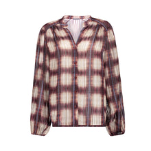 Afbeelding in Gallery-weergave laden, GEISHA BLOUSE CHECK LUREX off white/port/blue
