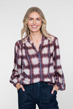 Afbeelding in Gallery-weergave laden, GEISHA BLOUSE CHECK LUREX off white/port/blue
