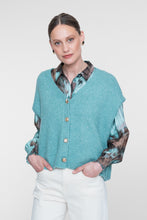 Afbeelding in Gallery-weergave laden, GEISHA KNITTED GILET MET KNOOP aqua
