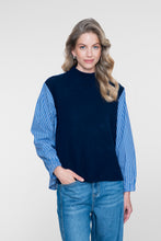 Load image into Gallery viewer, GEISHA PULL WITH STRIPE navy/blue-white stripe
