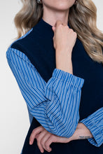 Load image into Gallery viewer, GEISHA PULL WITH STRIPE navy/blue-white stripe

