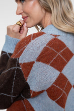 Afbeelding in Gallery-weergave laden, GEISHA VEST ARGYLE toffee/brown/light blue
