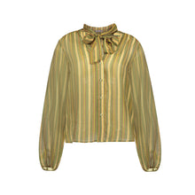 Load image into Gallery viewer, GEISHA BLOUSE STRIPE &amp; BOW green/port/yellow
