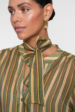 Load image into Gallery viewer, GEISHA BLOUSE STRIPE &amp; BOW green/port/yellow
