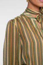 Load image into Gallery viewer, GEISHA BLOUSE STRIPE &amp; BOW green/port/yellow
