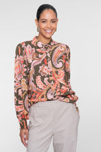 Load image into Gallery viewer, GEISHA BLOUSE dark olive/coral
