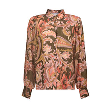 Load image into Gallery viewer, GEISHA BLOUSE dark olive/coral
