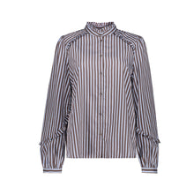 Afbeelding in Gallery-weergave laden, GEISHA BLOUSE STRIPES &amp; RUFFLES blue/brown
