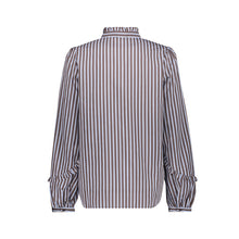 Afbeelding in Gallery-weergave laden, GEISHA BLOUSE STRIPES &amp; RUFFLES blue/brown
