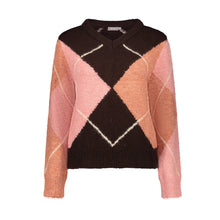 Load image into Gallery viewer, GEISHA PULL ARGYLE brown/orange/pink
