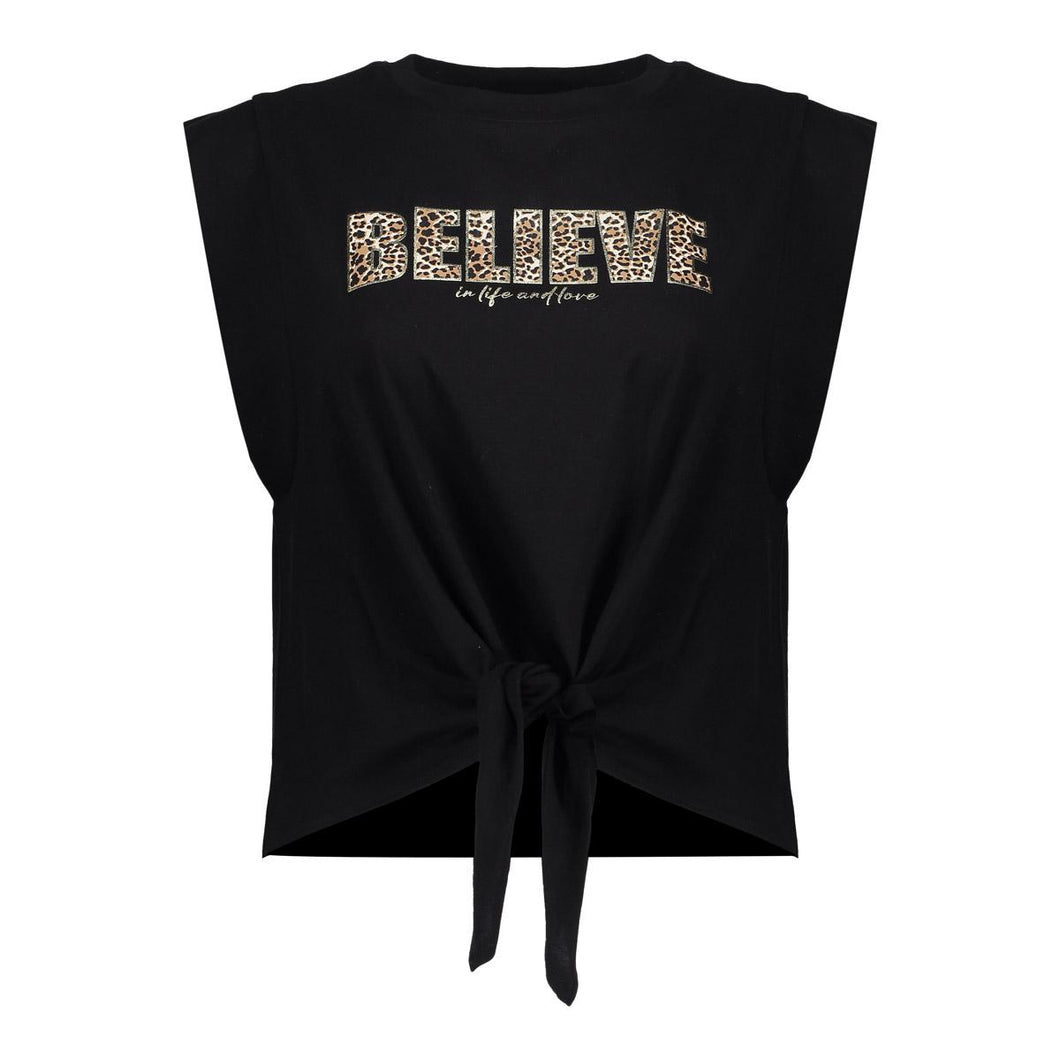 GEISHA T-SHIRT BELIEVE ANIMAL black