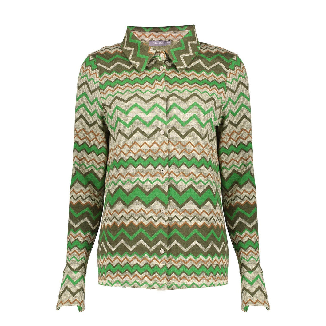 GEISHA BLOUSE caramel/green
