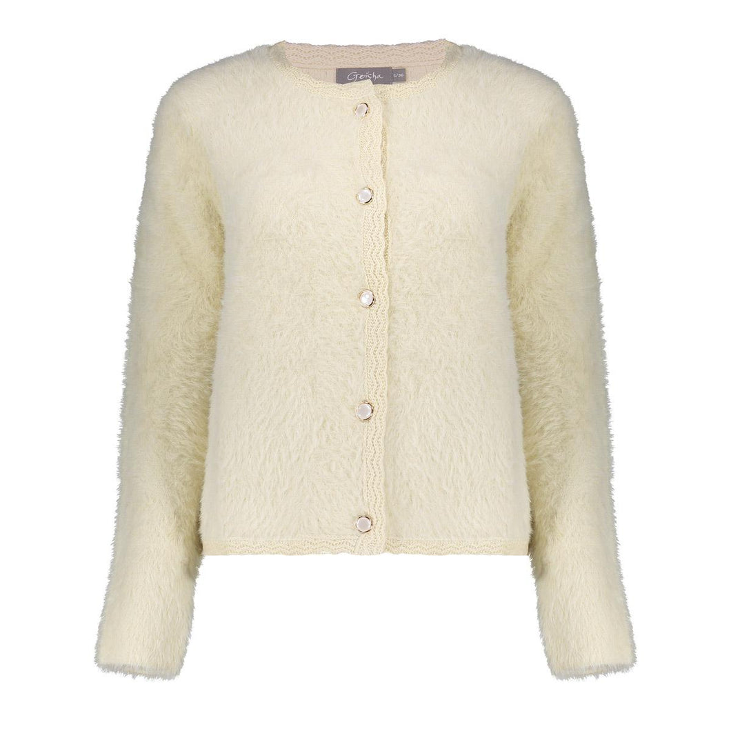 GEISHA CARDIGAN HAIRY off white