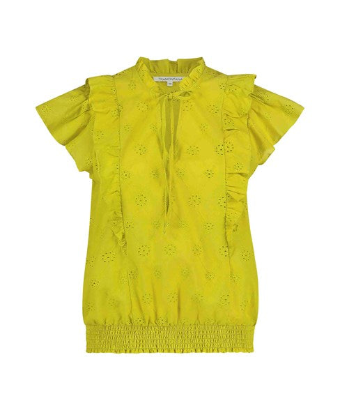 TRAMONTANA TOP BRODERIE ANGLAISE lime