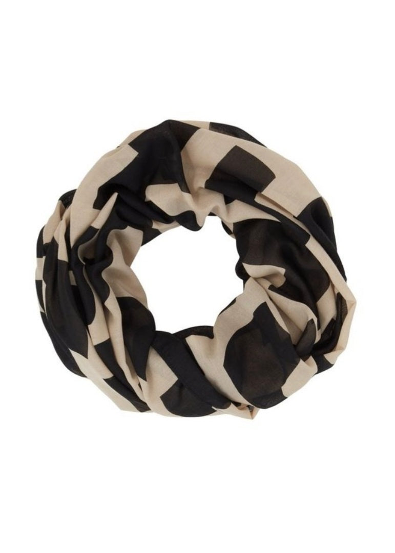 TOM TAILOR PRINTED LOOP SCARF beige geometric print