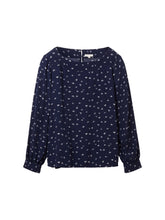 Load image into Gallery viewer, TOM TAILOR PRINTED BLOUSE WITH BOAT NECK navy minimal print
