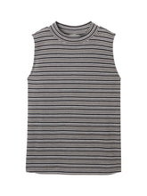 Load image into Gallery viewer, TOM TAILOR T-SHIRT TOP STRIPED STRUCTURE navy knit structure stripe
