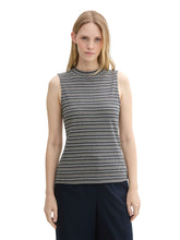 Load image into Gallery viewer, TOM TAILOR T-SHIRT TOP STRIPED STRUCTURE navy knit structure stripe
