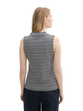 Load image into Gallery viewer, TOM TAILOR T-SHIRT TOP STRIPED STRUCTURE navy knit structure stripe

