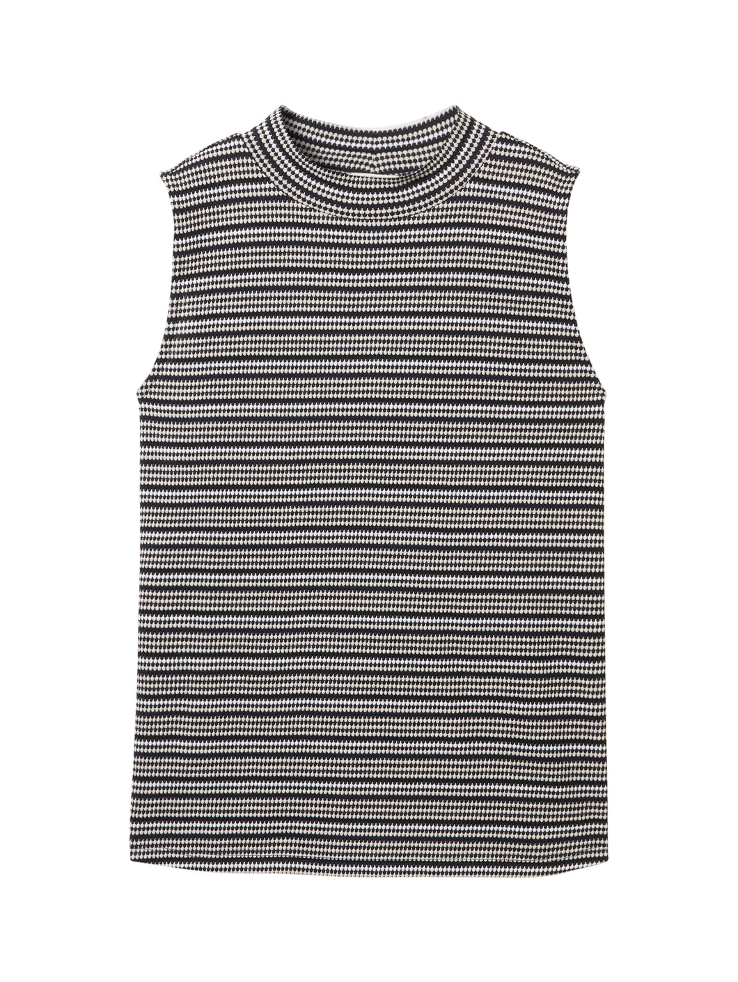 TOM TAILOR T-SHIRT TOP STRIPED STRUCTURE navy knit structure stripe