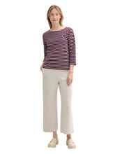 Load image into Gallery viewer, TOM TAILOR T-SHIRT STRUCTURED berry white stripe
