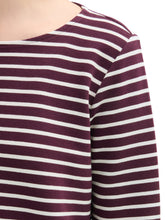 Load image into Gallery viewer, TOM TAILOR T-SHIRT STRUCTURED berry white stripe
