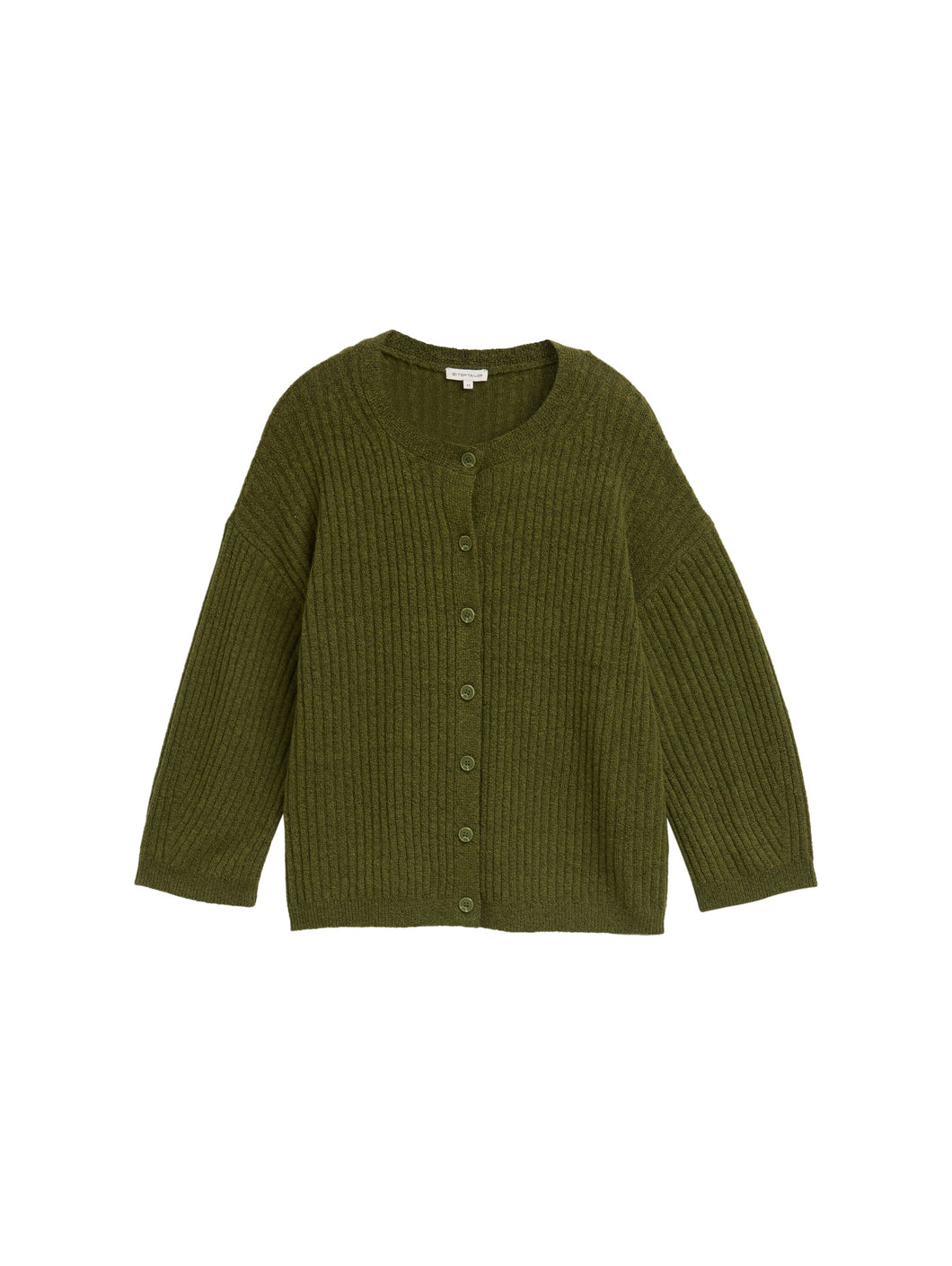 TOM TAILOR KNIT COSY RIB CARDIGAN deep ivy melange