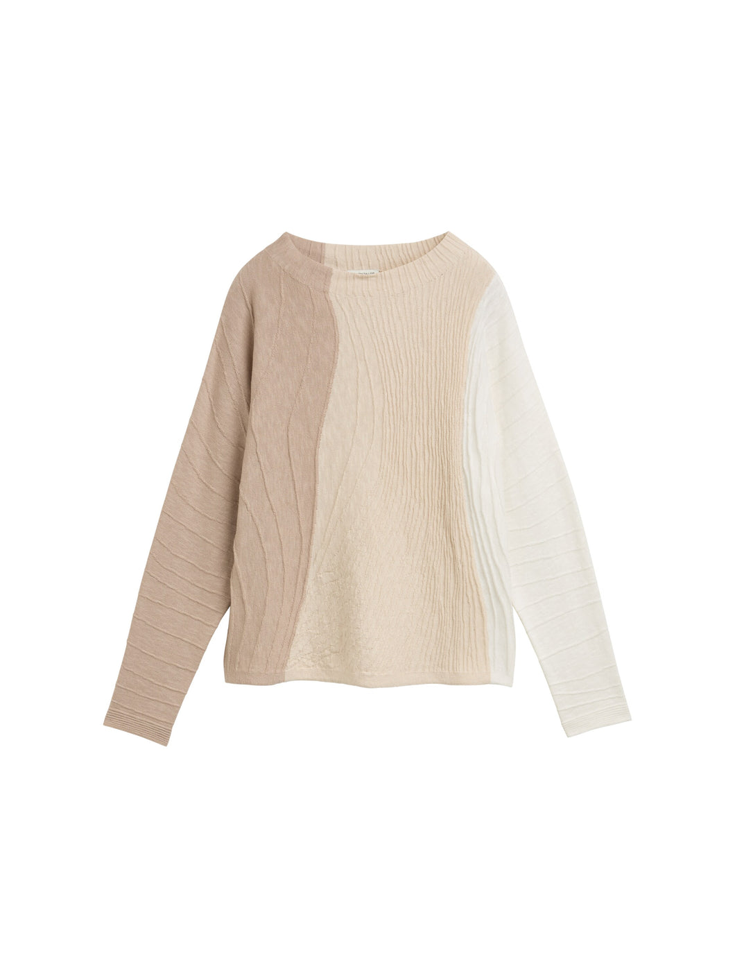 TOM TAILOR KNIT COLOUR FLOW BATWING organic taupe knit