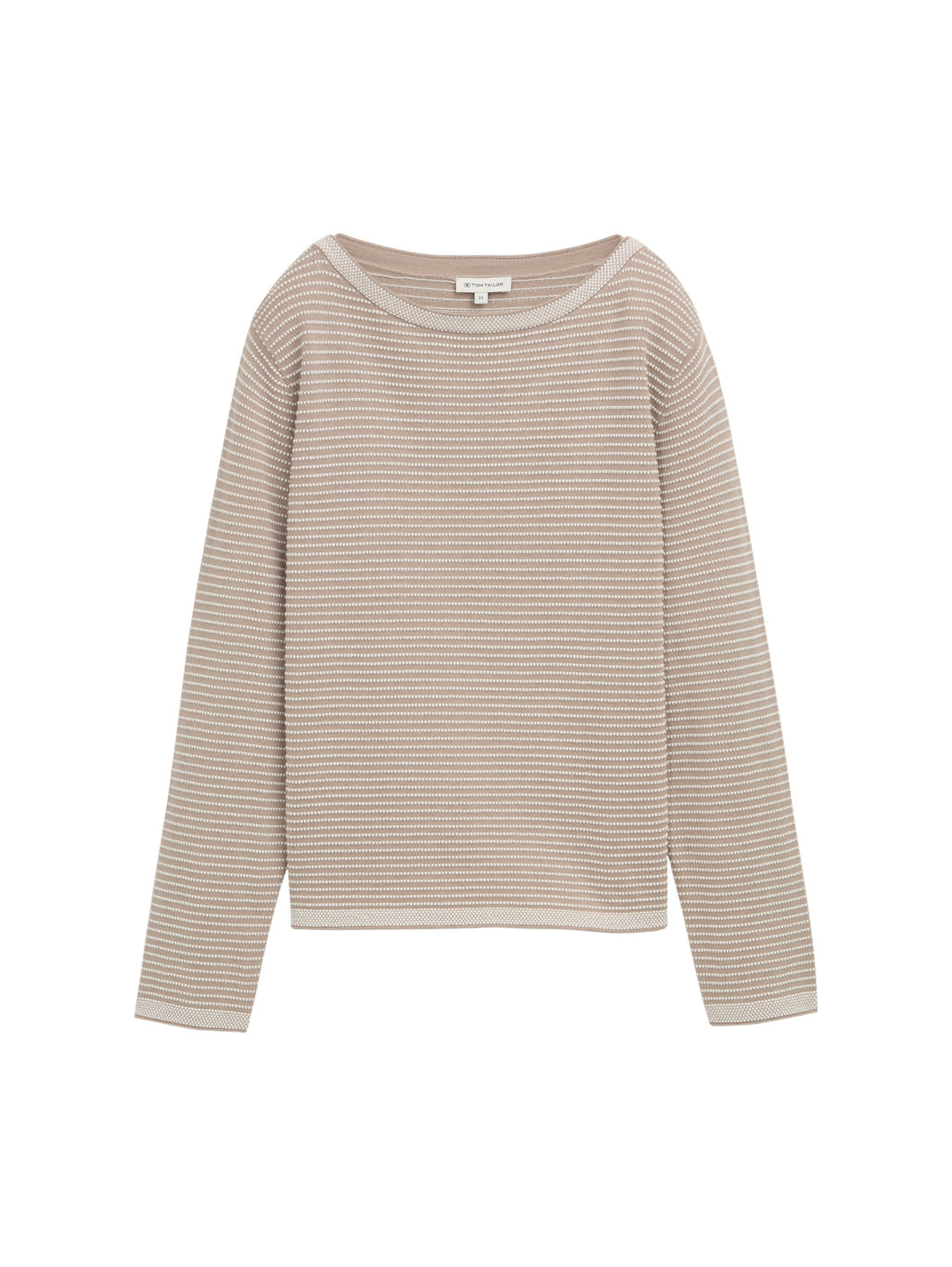 TOM TAILOR KNIT PULLOVER WITH BUBBLE STRUCTURE soft taupe bubble knit stripe