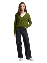 Load image into Gallery viewer, TOM TAILOR KNIT FLUENT V-NECK PULLOVER deep ivy green
