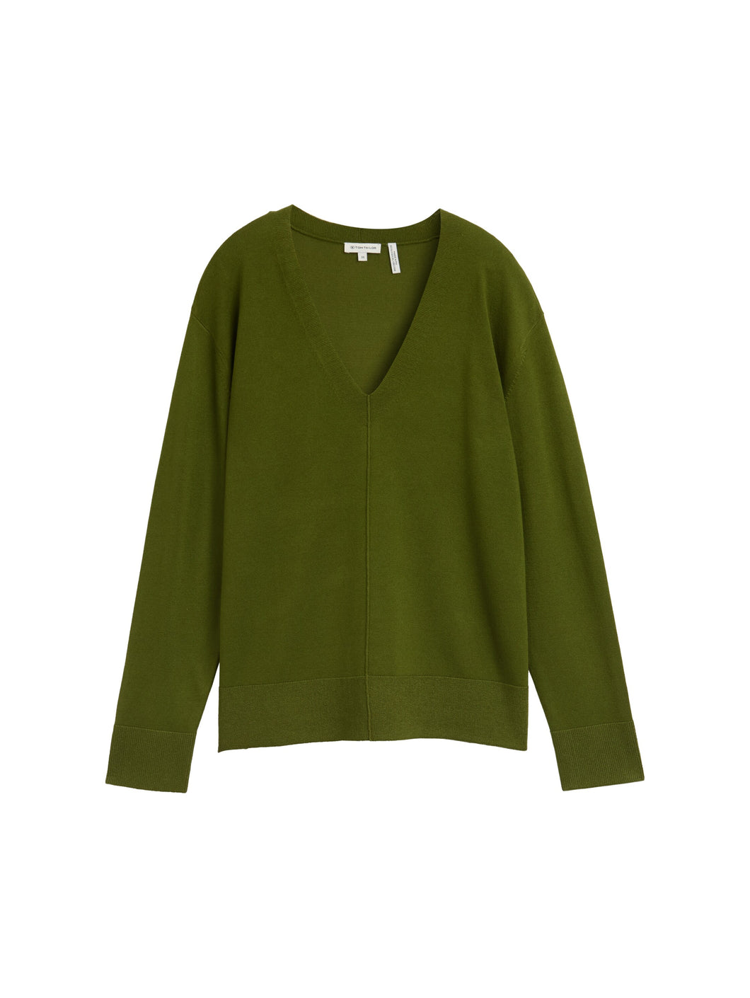 TOM TAILOR KNIT FLUENT V-NECK PULLOVER deep ivy green