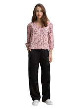 Load image into Gallery viewer, TOM TAILOR BLOUSE WITH FEMININE V-NECK rose abstract dot design
