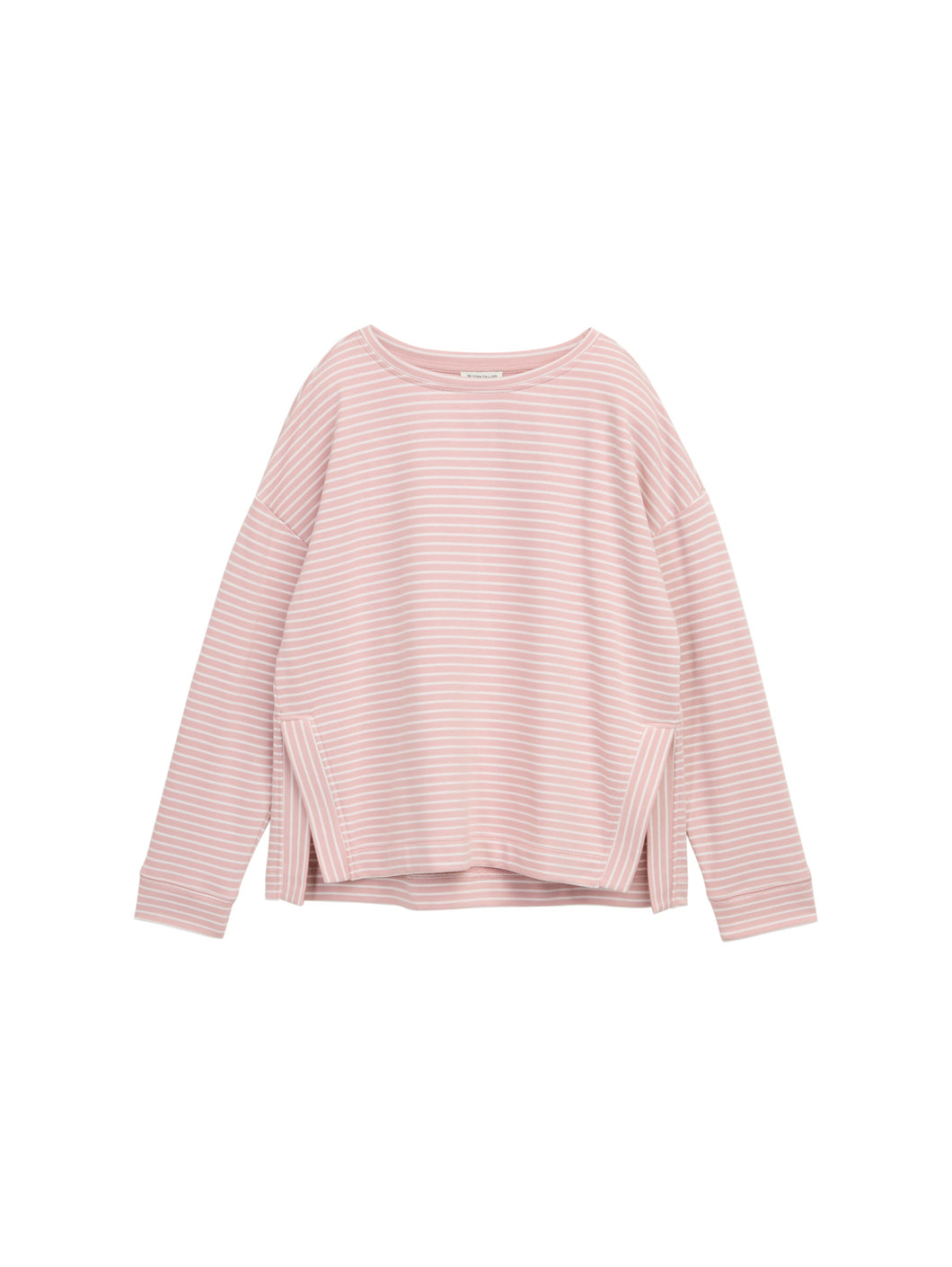TOM TAILOR SWEATSHIRT STRIPED BOATNECK morning pink offwhite
