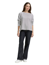 Load image into Gallery viewer, TOM TAILOR SWEATSHIRT STRIPED BOATNECK eclipse blue offwhite stripe
