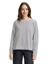 Load image into Gallery viewer, TOM TAILOR SWEATSHIRT STRIPED BOATNECK eclipse blue offwhite stripe
