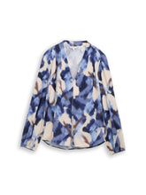 Afbeelding in Gallery-weergave laden, TOM TAILOR BLOUSE PRINTED V-NECK blue blurry argyle
