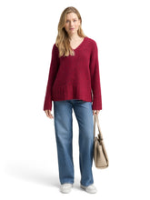 Afbeelding in Gallery-weergave laden, TOMTAILOR KNIT HAIRY V-NECK PULLOVER rumba red melange
