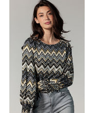 Load image into Gallery viewer, TRAMONTANA TOP FLAME STITCH print greys
