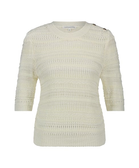 TRAMONTANA FANCY STITCH STRIPED JUMPER off white