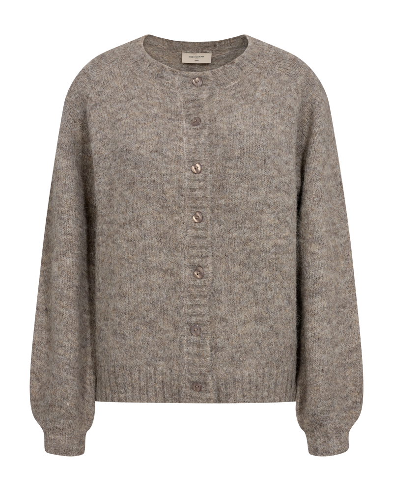 FREEQUENT VEST LOUISA HEART BUTTON desert taupe melange
