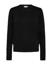 Afbeelding in Gallery-weergave laden, FREEQUENT PULLOVER KATIE PLAIN FLAT GOLD BUTTON black
